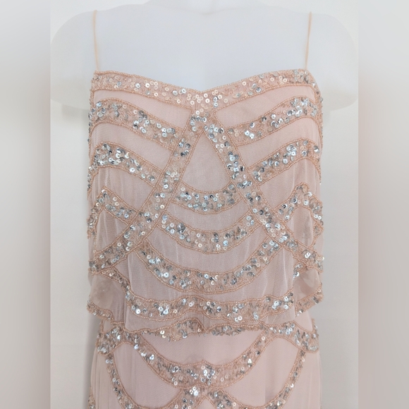 AIDAN MATTOX Light Pink/Blush Blouson Beaded Dress Size 4 - Picture 11 of 16